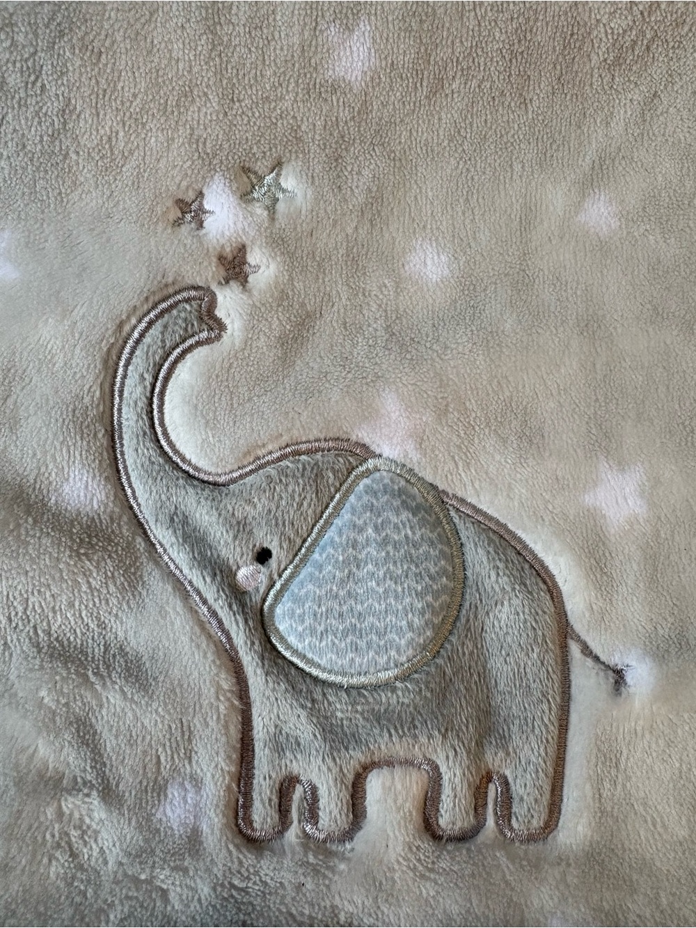 Parent’s Choice Baby Blanket Gray Elephant Stars Plush Fleece EUC Neutral - Picture 2 of 6